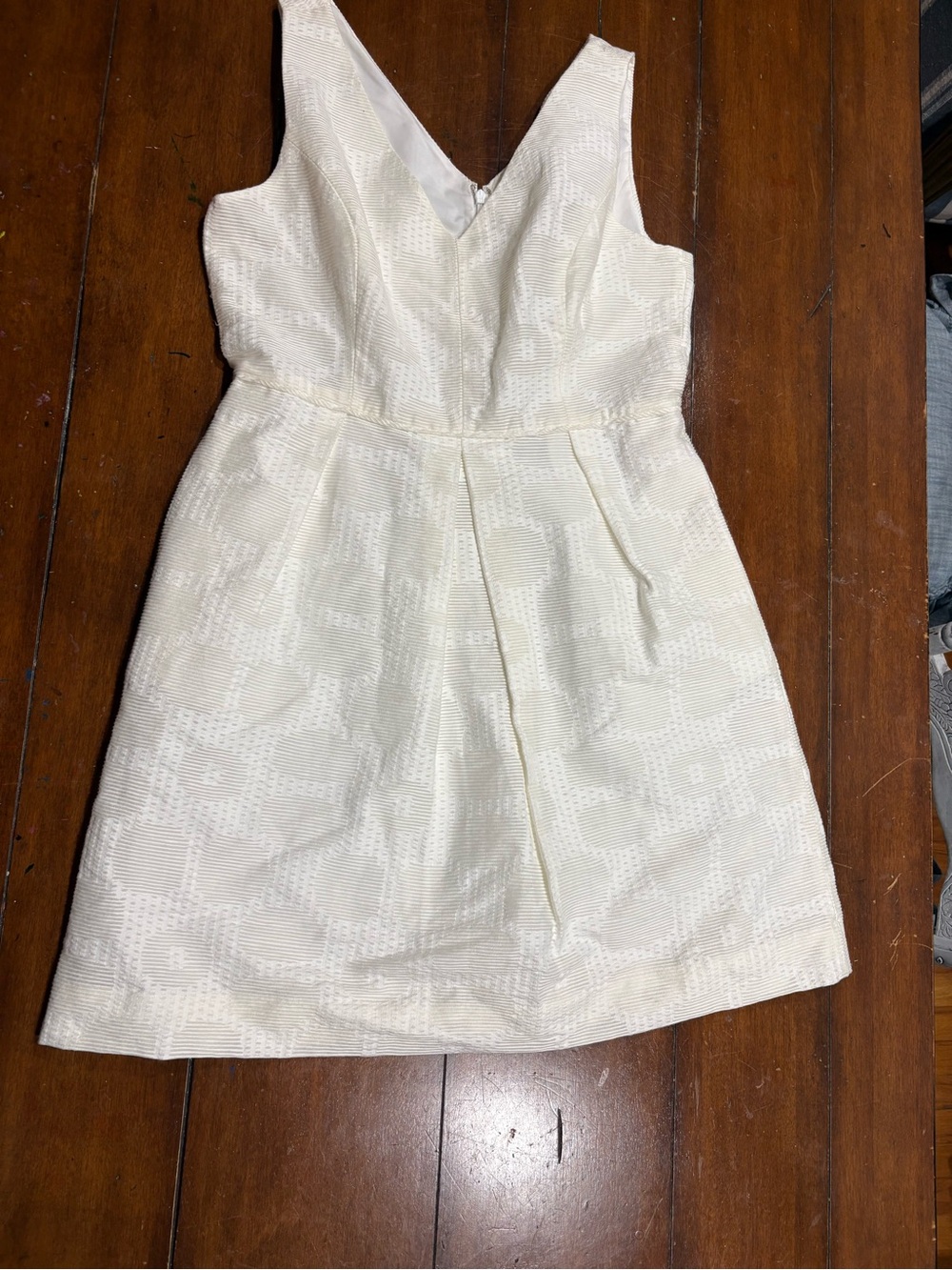 J. Crew Cream Textured V-Neck Mini Dress